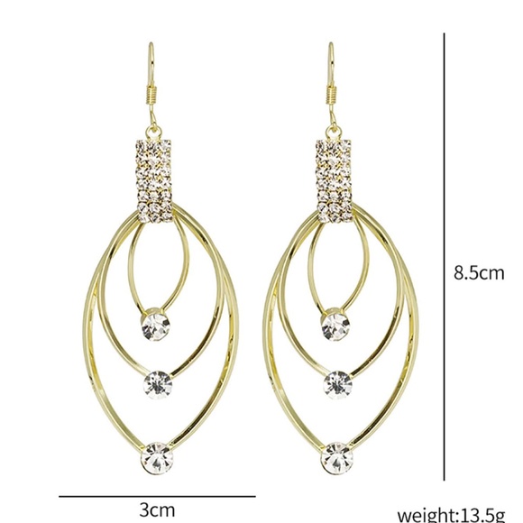 Gold Toned CZ Decor Drop Earrings - Picture 4 of 5